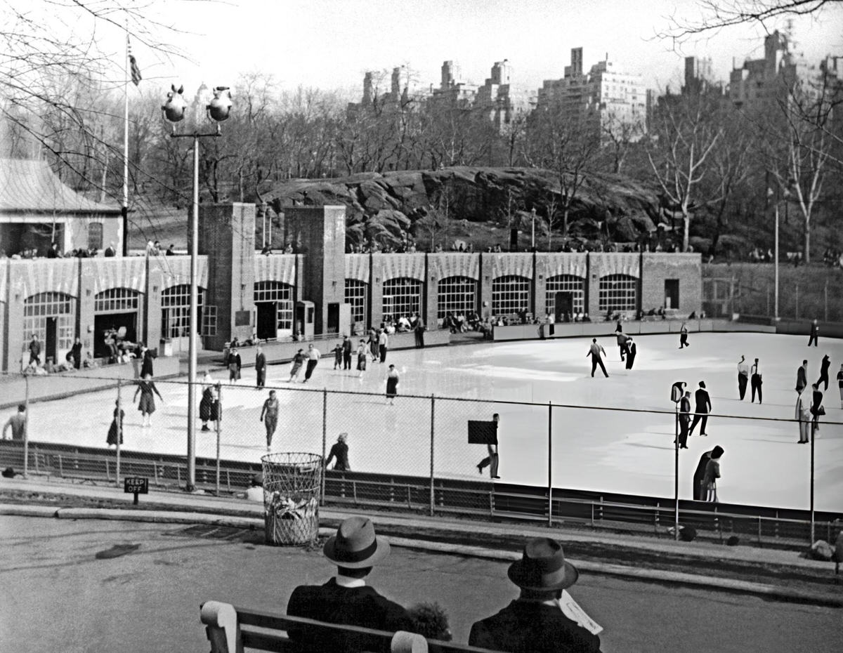 Spectators At The Ice Skating Rink In Central Park, New York, 1955.