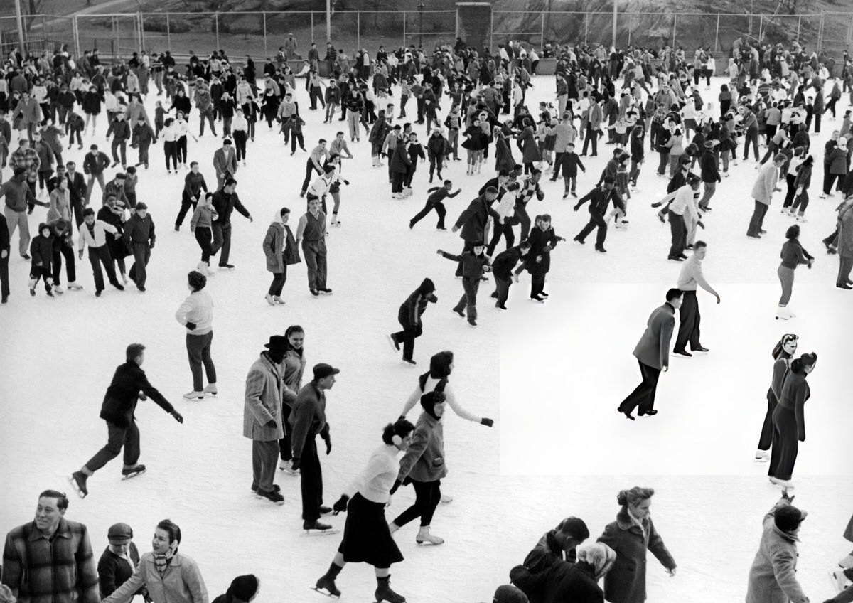 Ice Skaters At Wollman Rink In Central Park, Manhattan, 1957.