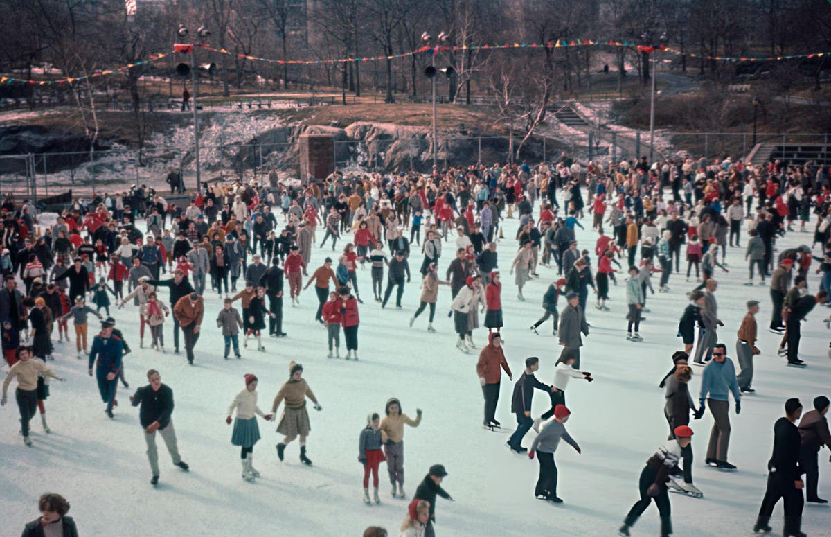 Ice Skaters At Wollman Rink In Central Park, Manhattan, 1965.