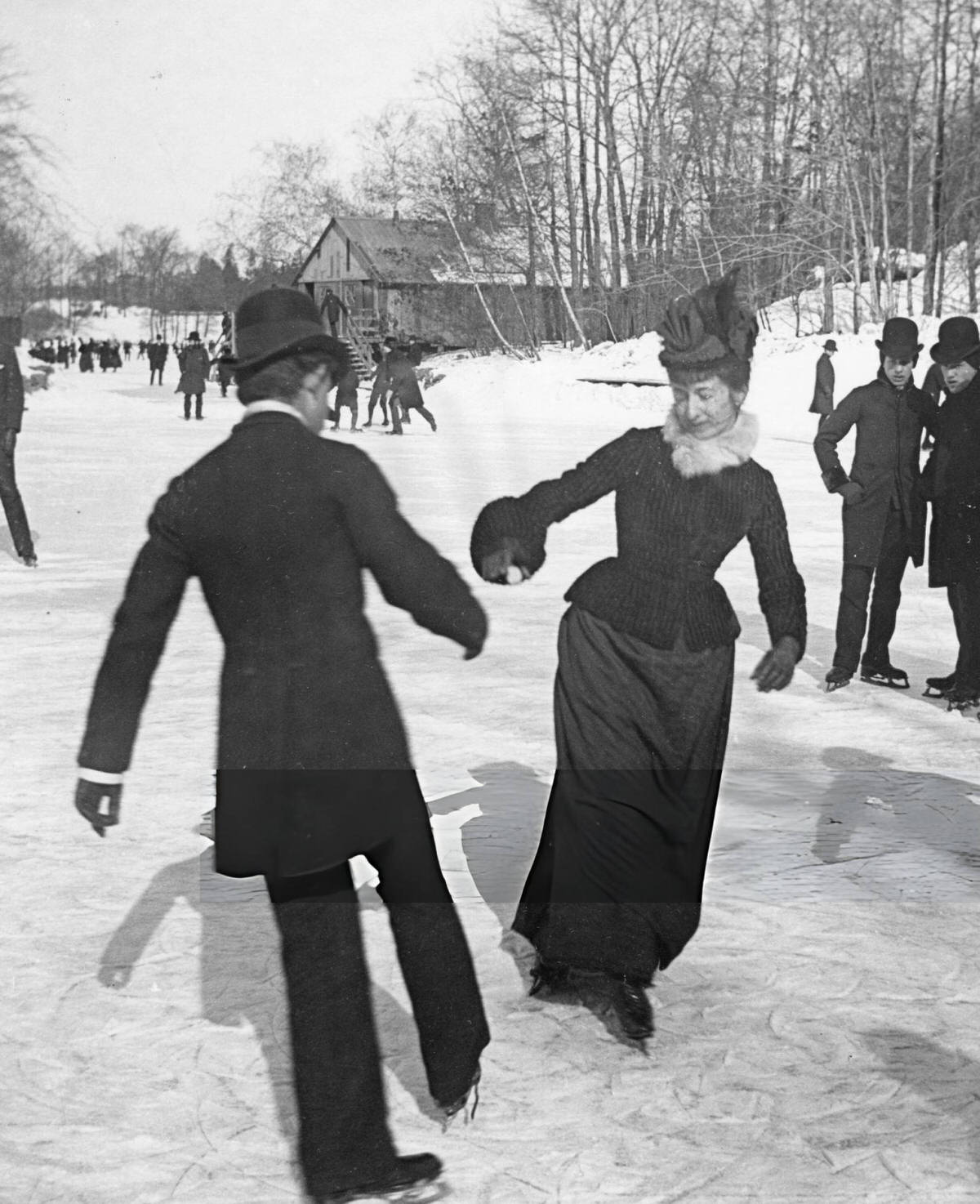 Couple Ice Skating In Central Park, New York, 1880S.