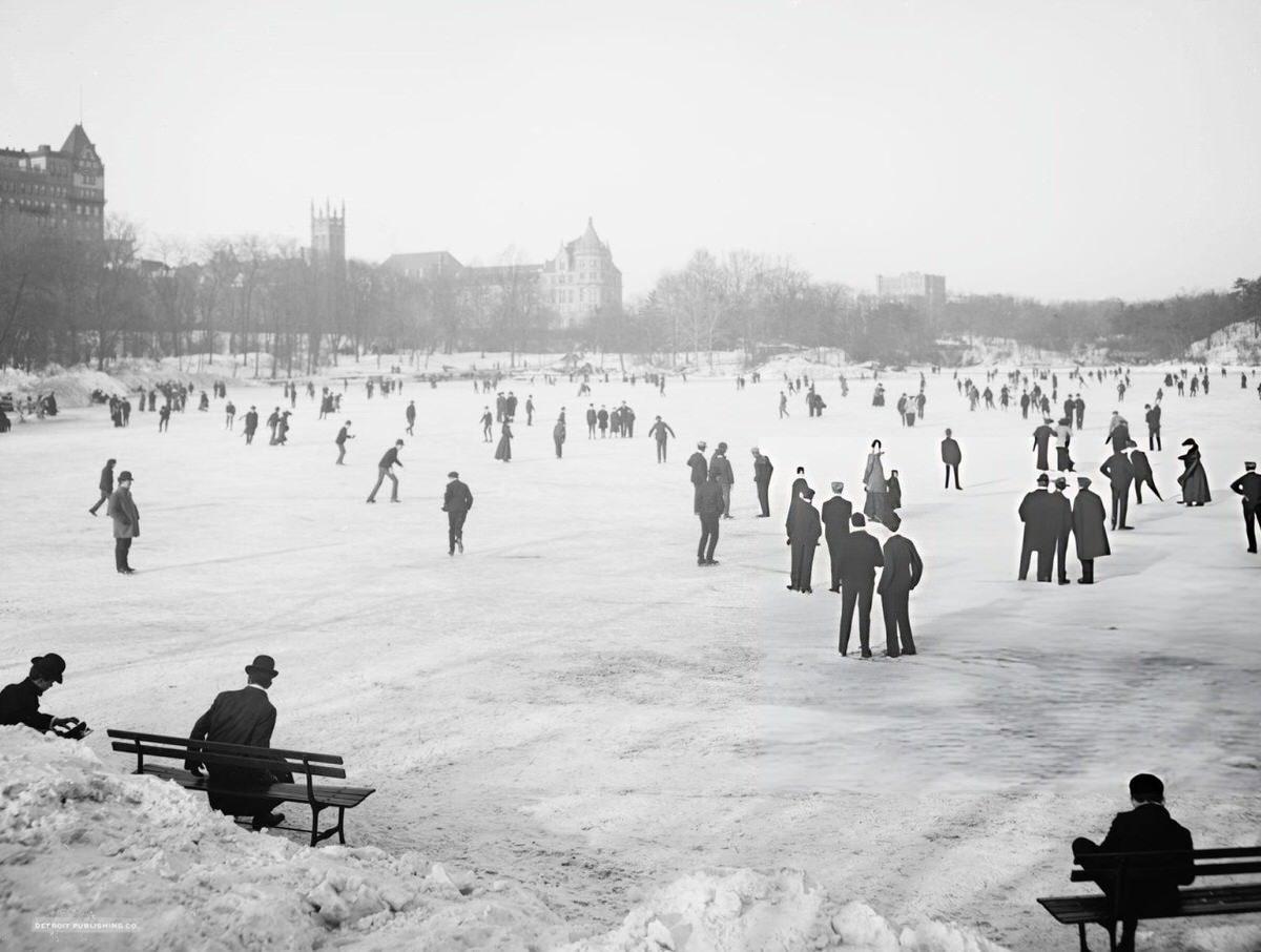 Ice Skating In Central Park, New York, 1900S.