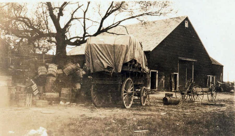 Barns At The Jacob Bergen Farm On The North Side Of Old South Road At 130Th Street, 1922.