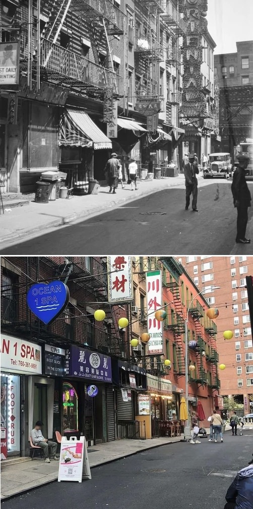 Looking East On Pell Street From Doyers Street In Chinatown, Manhattan, 1930–2022.