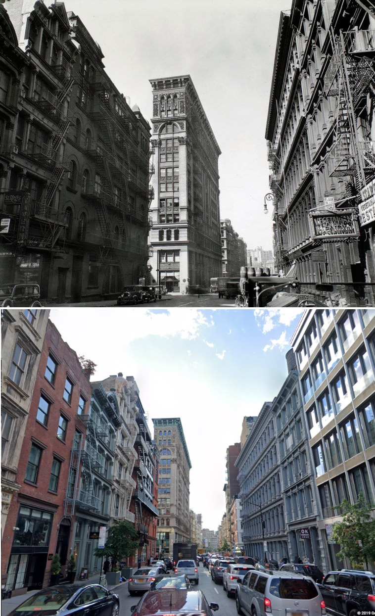Looking Northwest Up Broome Street Toward Broadway, Manhattan, 1935–2019.
