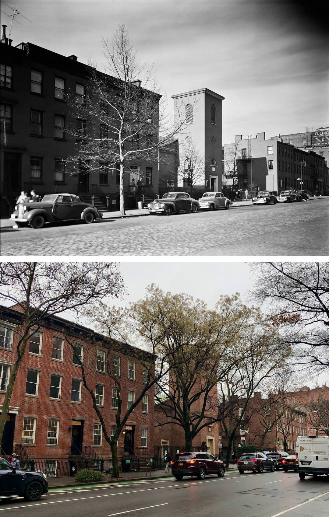 Looking Northwest Along Hudson Street From Barrow Street In The West Village, Manhattan, 1936–2021.