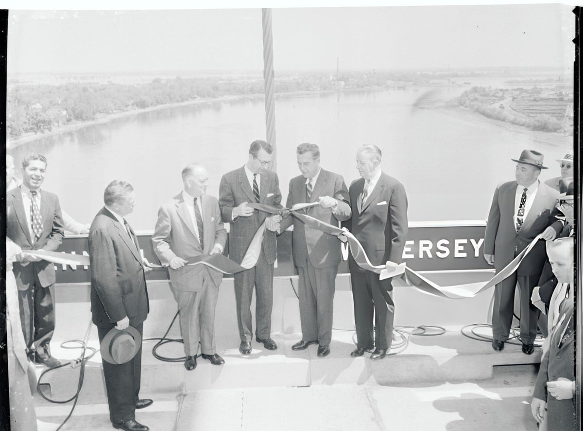 G. Franklin Mcsorley And Governors Of New Jersey And Pennsylvania Officiating At The Opening Of The Delaware Bridge, Edgely, Pennsylvania, 1956.