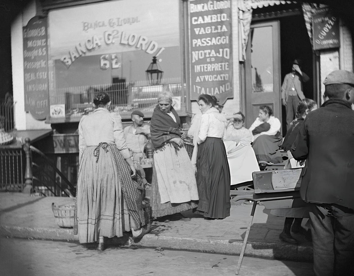 Women In Front Of A Bank At Mulberry Bend.