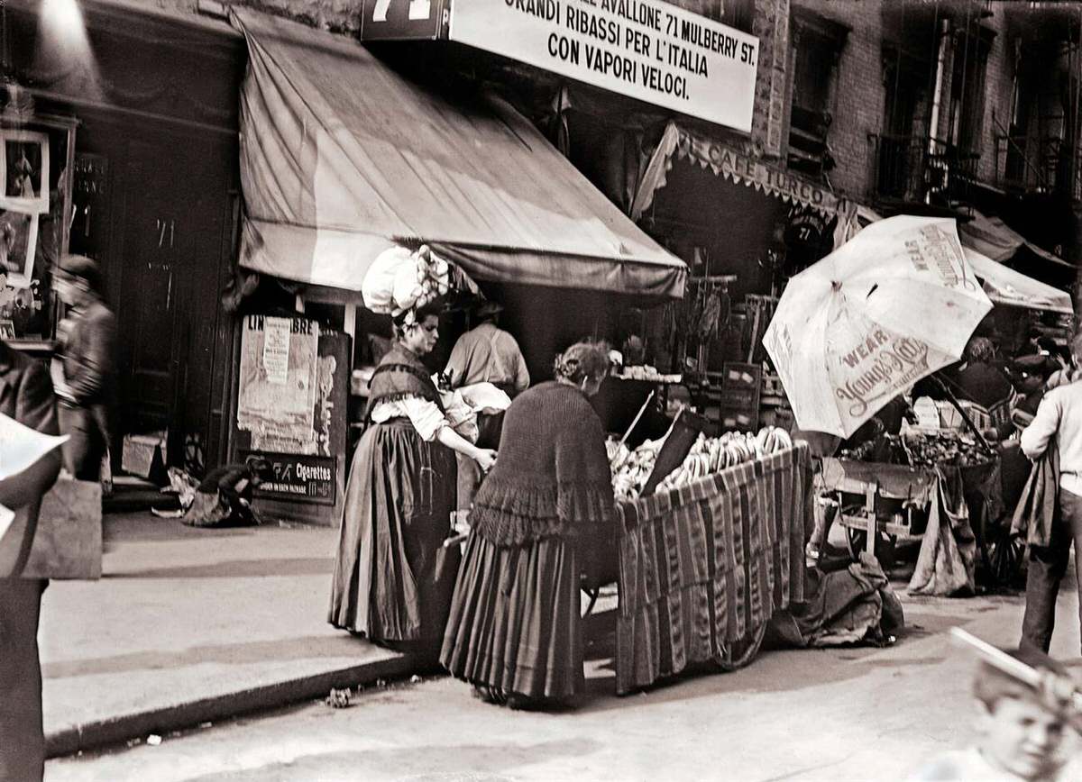 Italian Market On Mulberry Street, New York, 1900S.