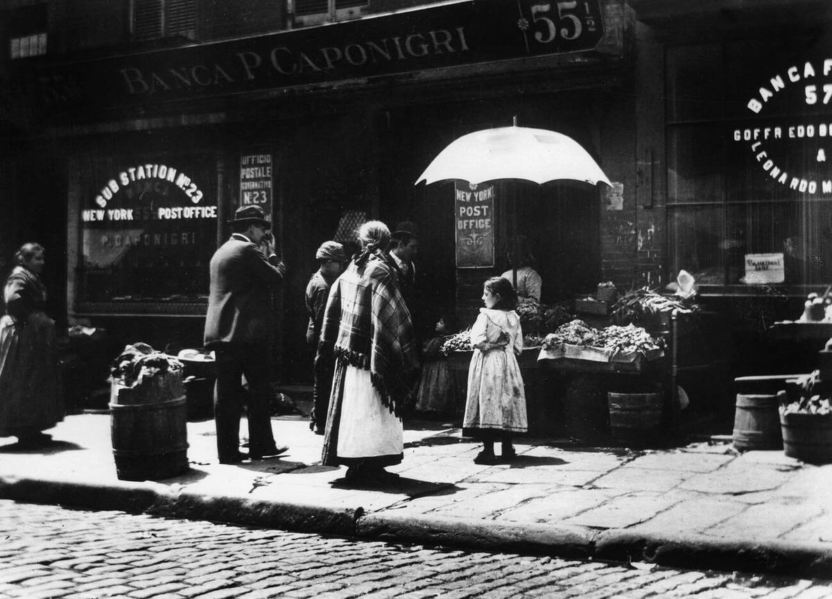 Vegetable Stand In The Italian Section Of Mulberry Street Bend, 1895.