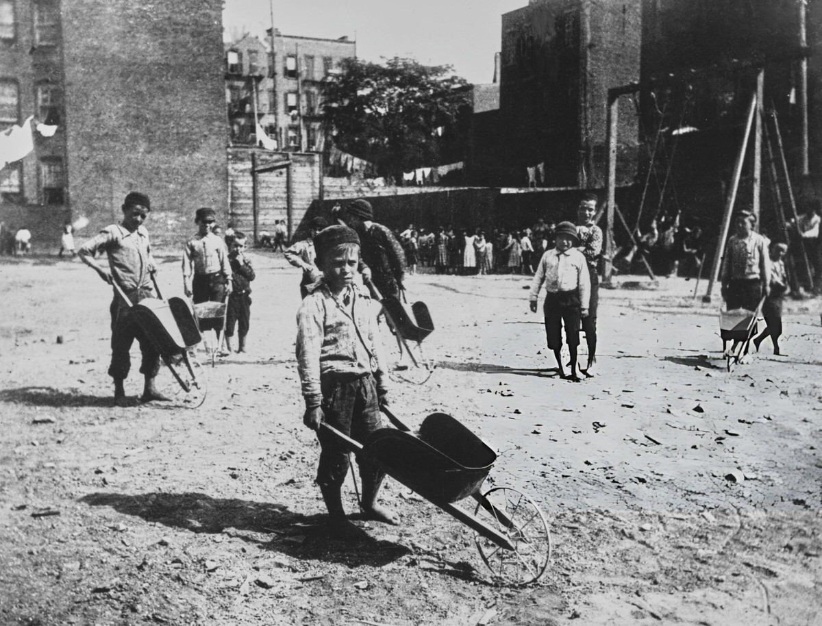 Young Boys At A Playground In Poverty Gap, New York, 1890.