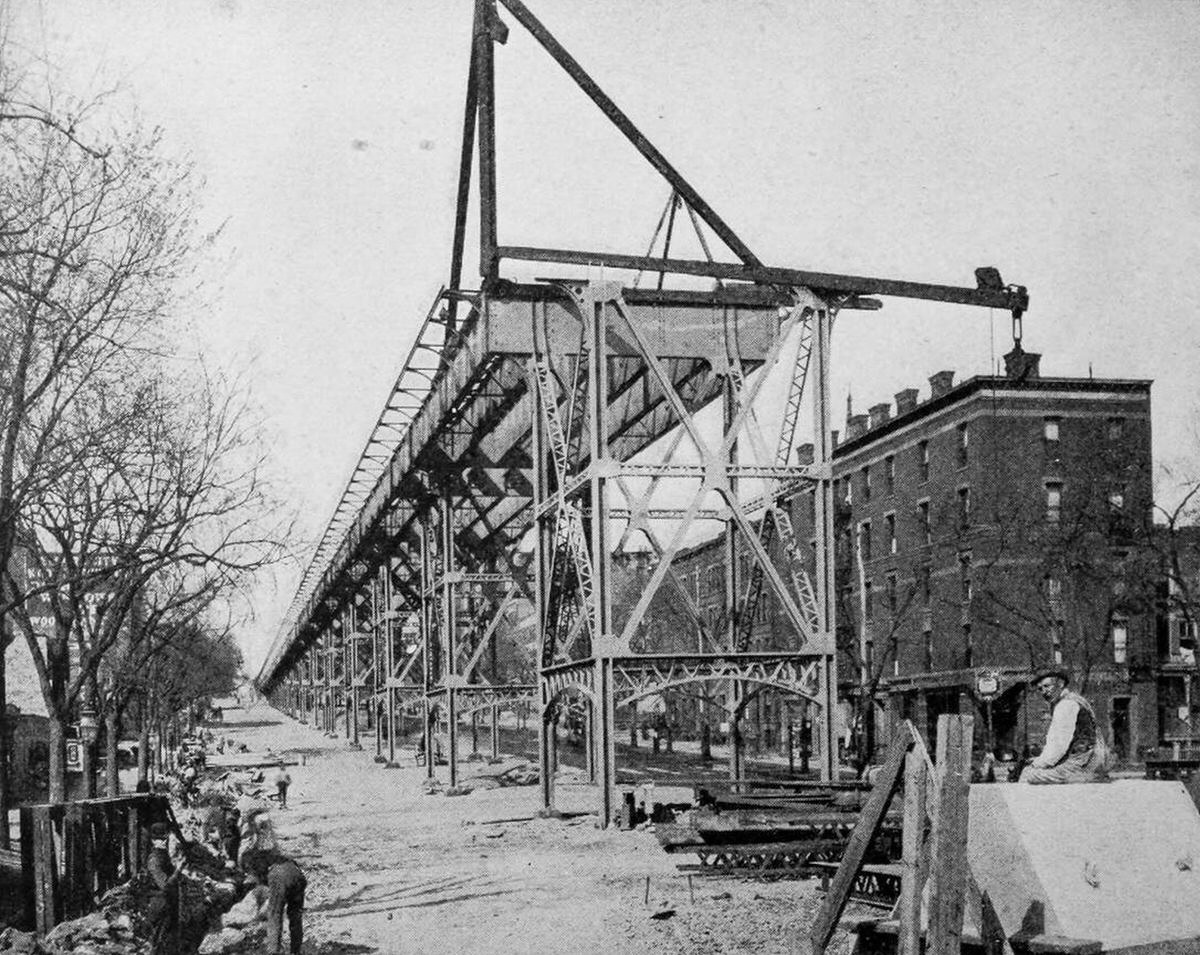 Manhattan Viaduct During Construction, New York, 1904.