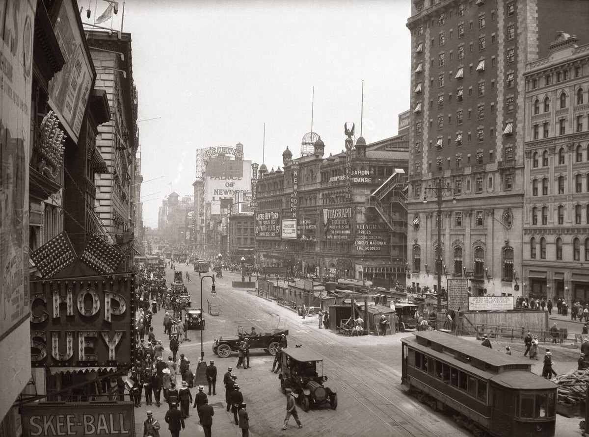 Sixth Avenue Hippodrome Theatre With Traffic And Subway Construction, New York, 1930S.