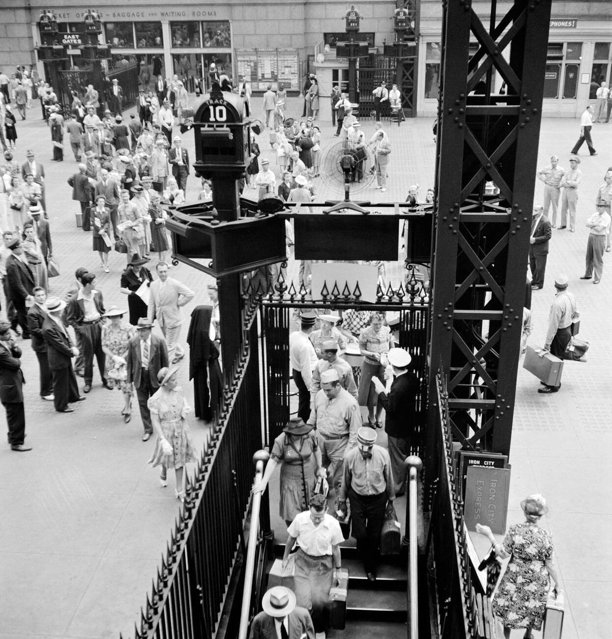 Stairs From The Long Island Railroad Level At Penn Station, New York, 1942.