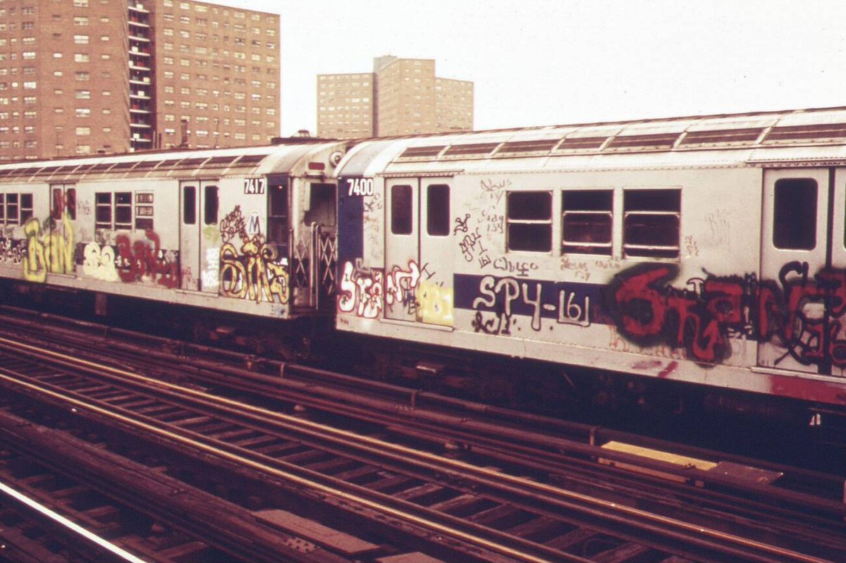 Subway Train With Graffiti, New York, 1973.