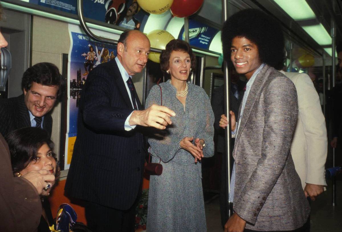 Michael Jackson And Ed Koch On A Subway, New York, 1978.