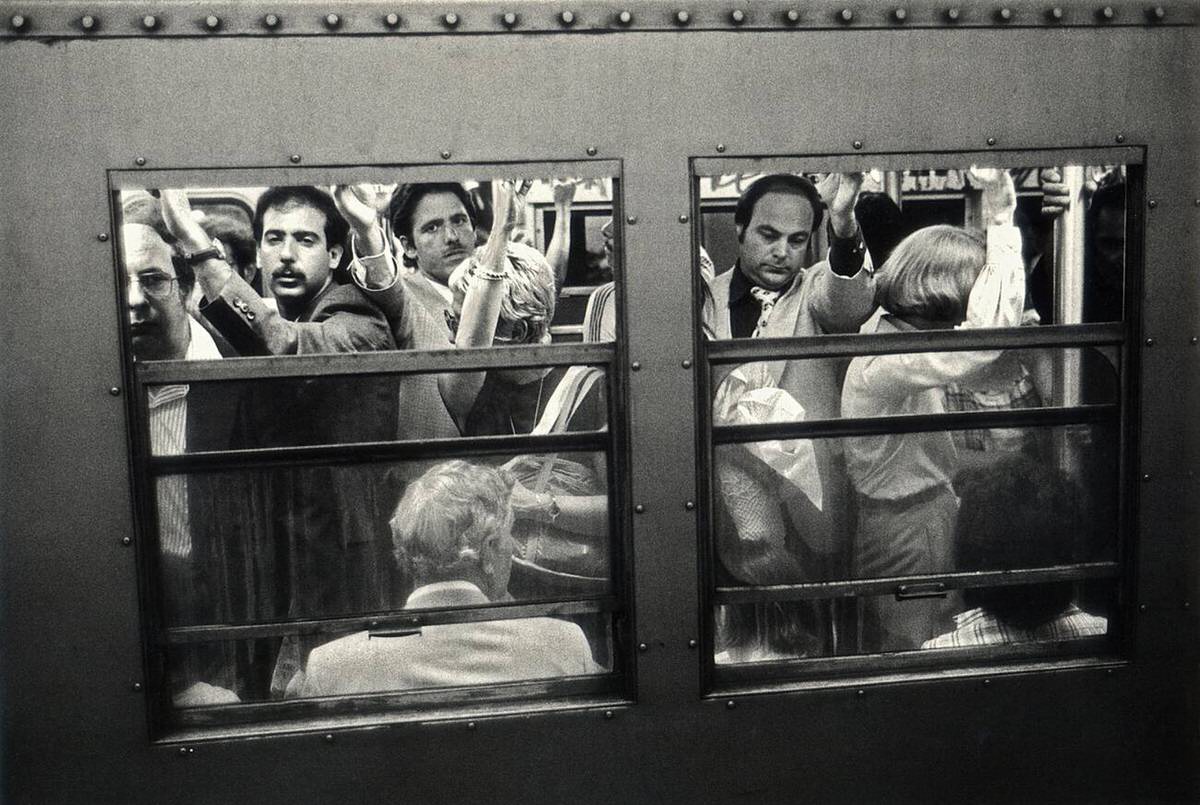 Evening Rush Hour On A Subway Train In Manhattan, 1980.