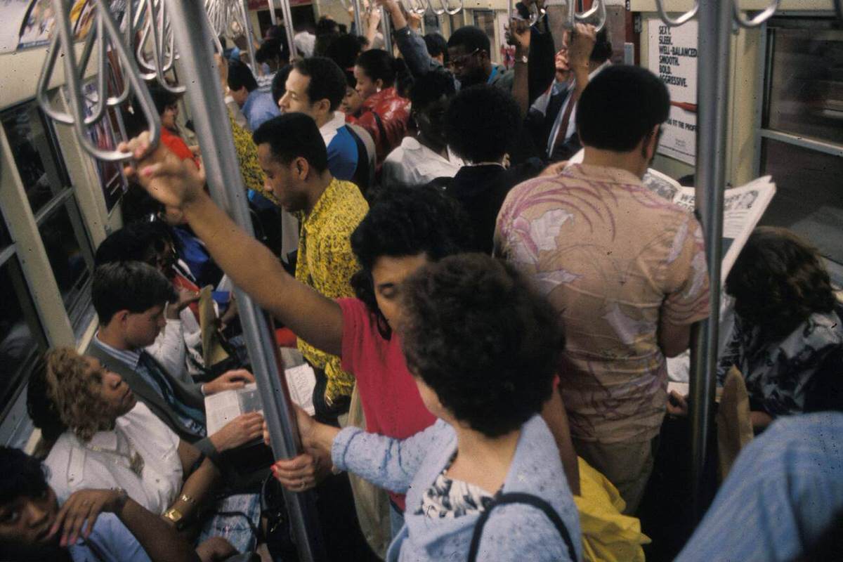 Passengers In A Subway, New York, 1988.