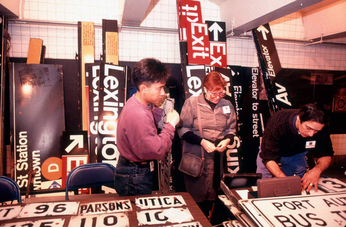 Transit Enthusiasts At A Transit Authority Tag Sale At The Transit Museum, New York, 1996.