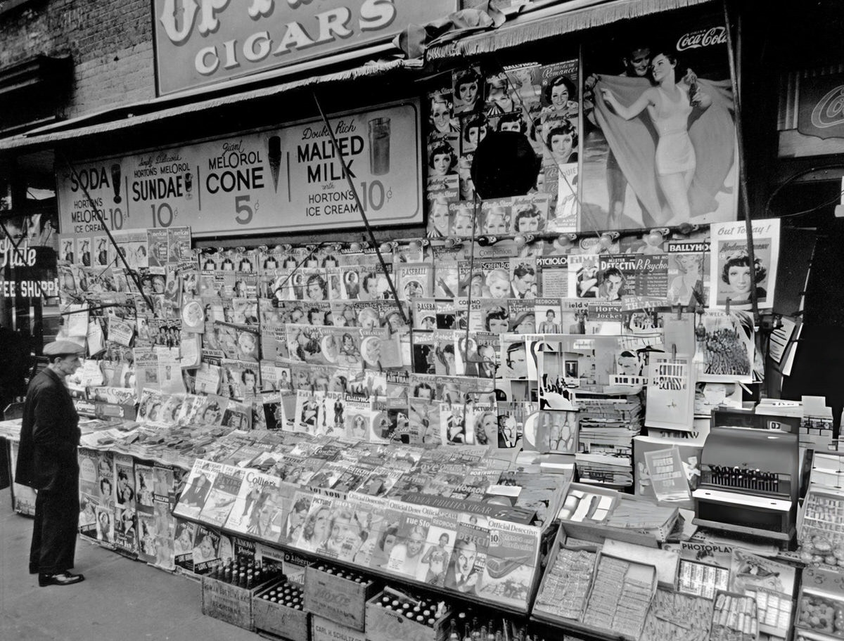 Newsstand Next To The State Coffee Shoppe At 32Nd Street And Third Avenue, Manhattan, 1935.