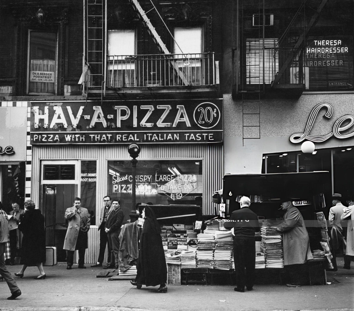 Hav-A-Pizza Restaurant, Manhattan, 1955.