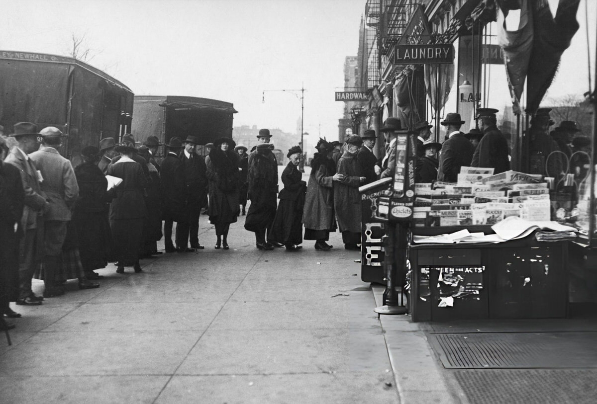 Voters In Line On Election Day, New York, 1912.