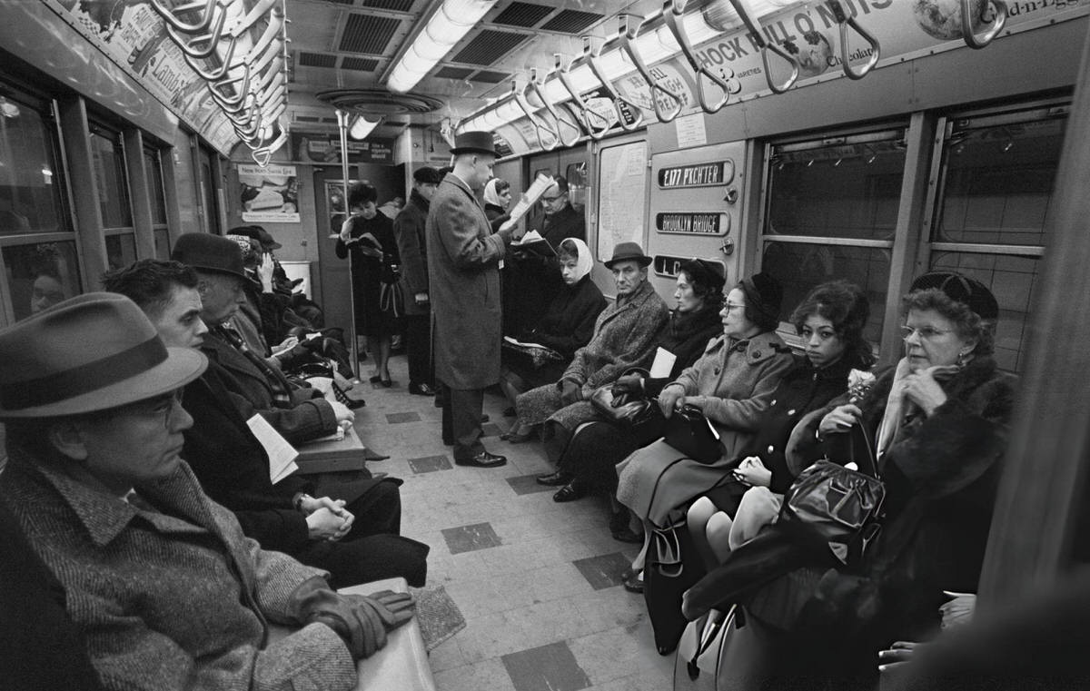 Rush Hour Subway Riders During A Newspaper Strike, New York, 1962.