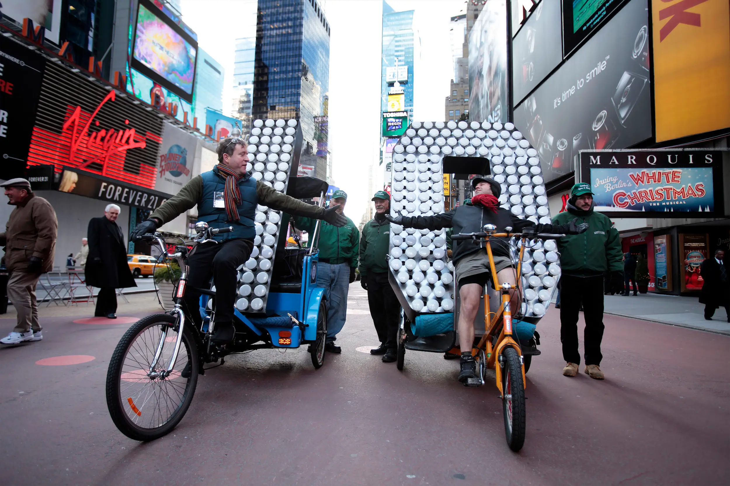 Pedicab Drivers In Times Square On December 16, 2009.