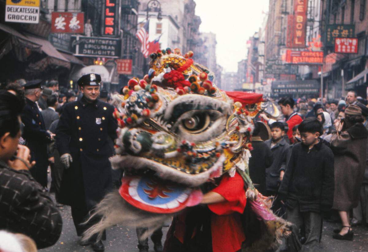 Chinese New Year Celebration In Chinatown, New York, 1963.