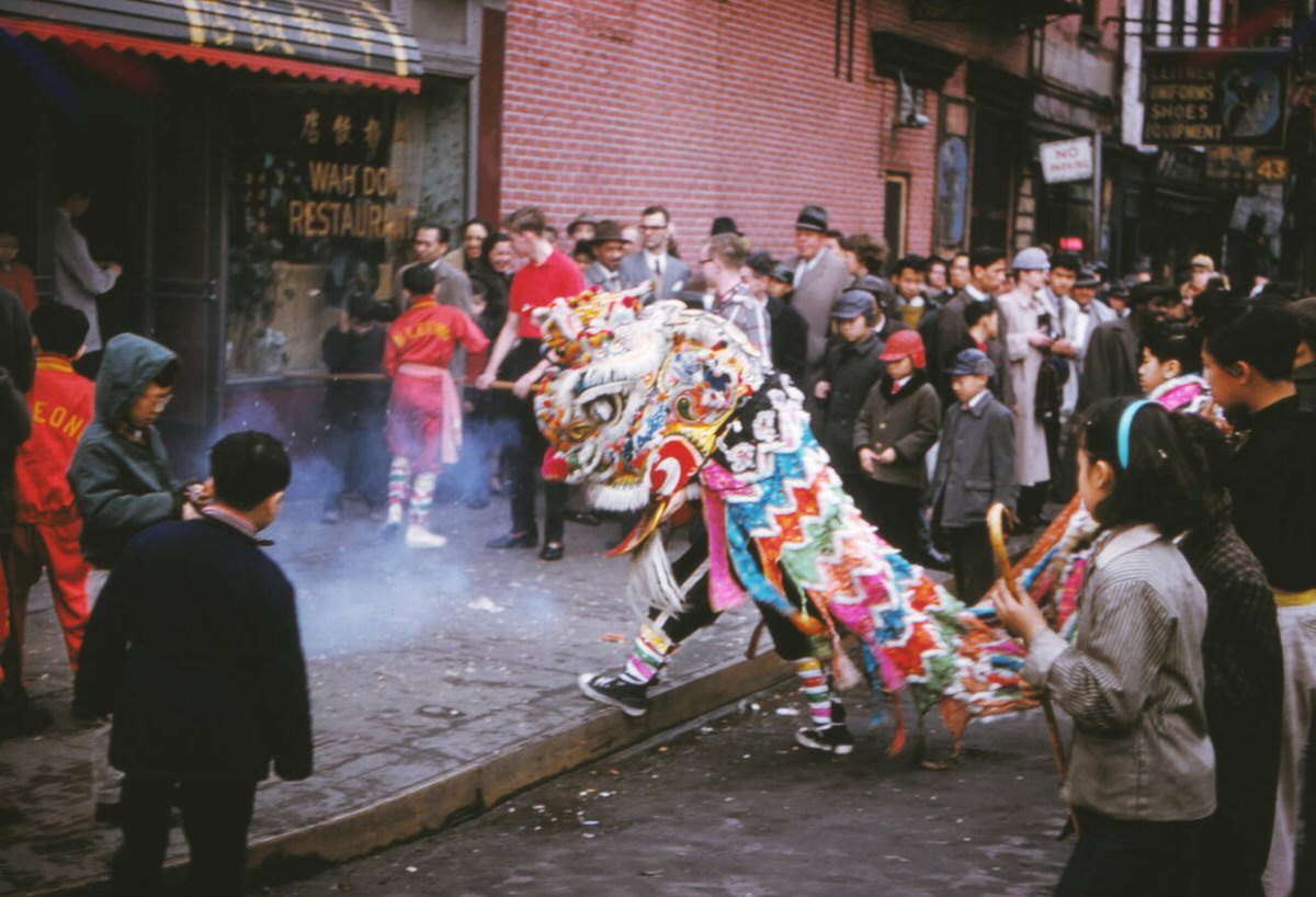 Chinese New Year Celebration In Chinatown, New York, 1963.