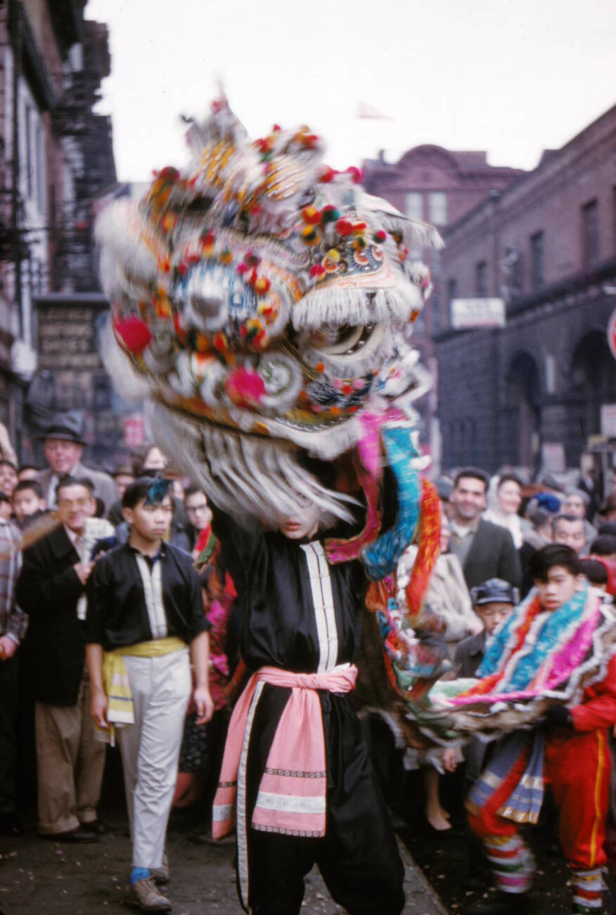 Chinese New Year Celebration In Chinatown, New York, 1963.