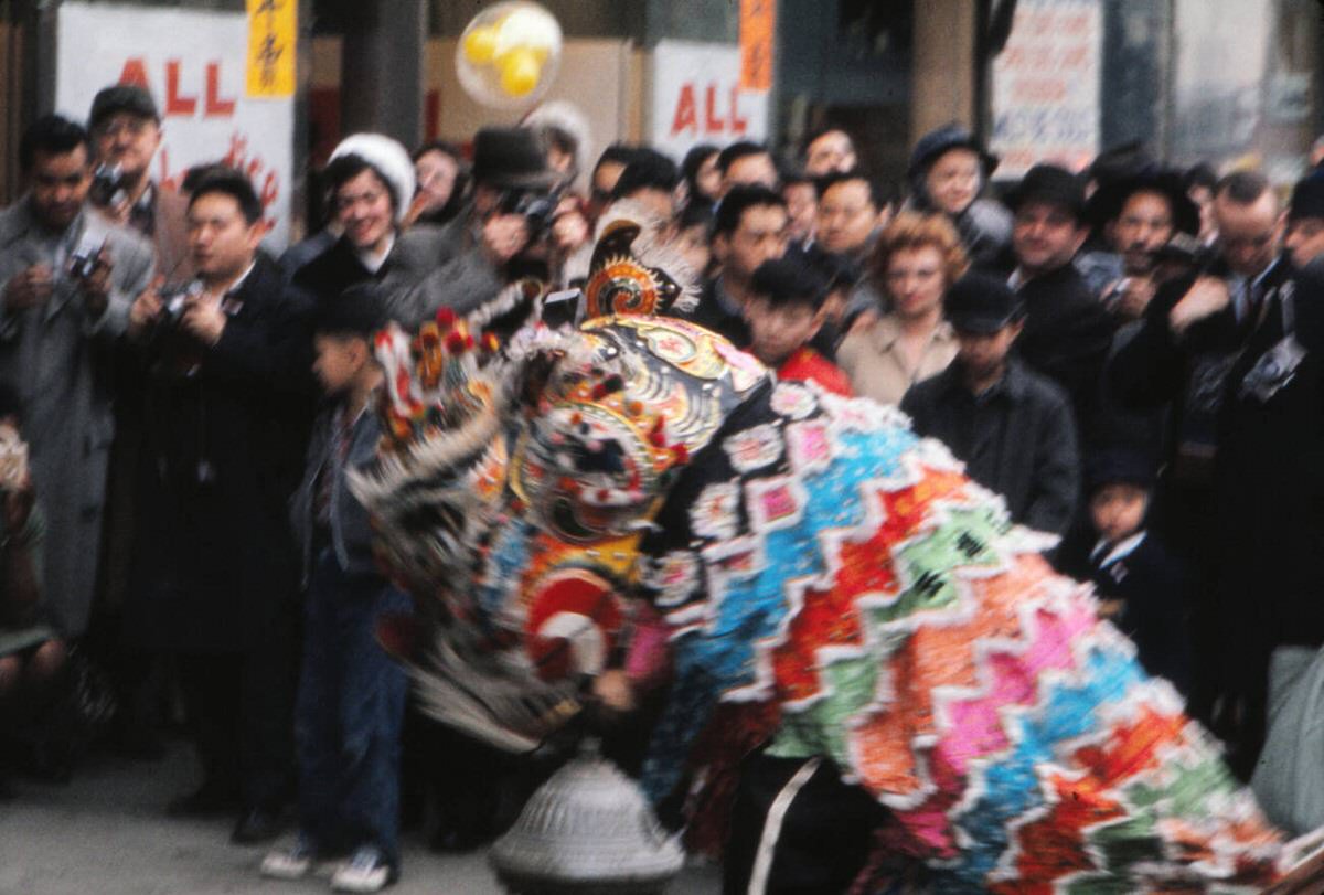 Chinese New Year Celebration In Chinatown, New York, 1963.