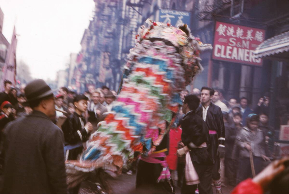 Chinese New Year Celebration In Chinatown, New York, 1963.