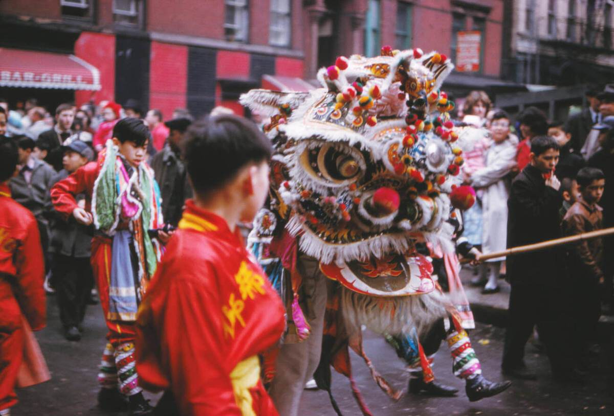 Chinese New Year Celebration In Chinatown, New York, 1963.