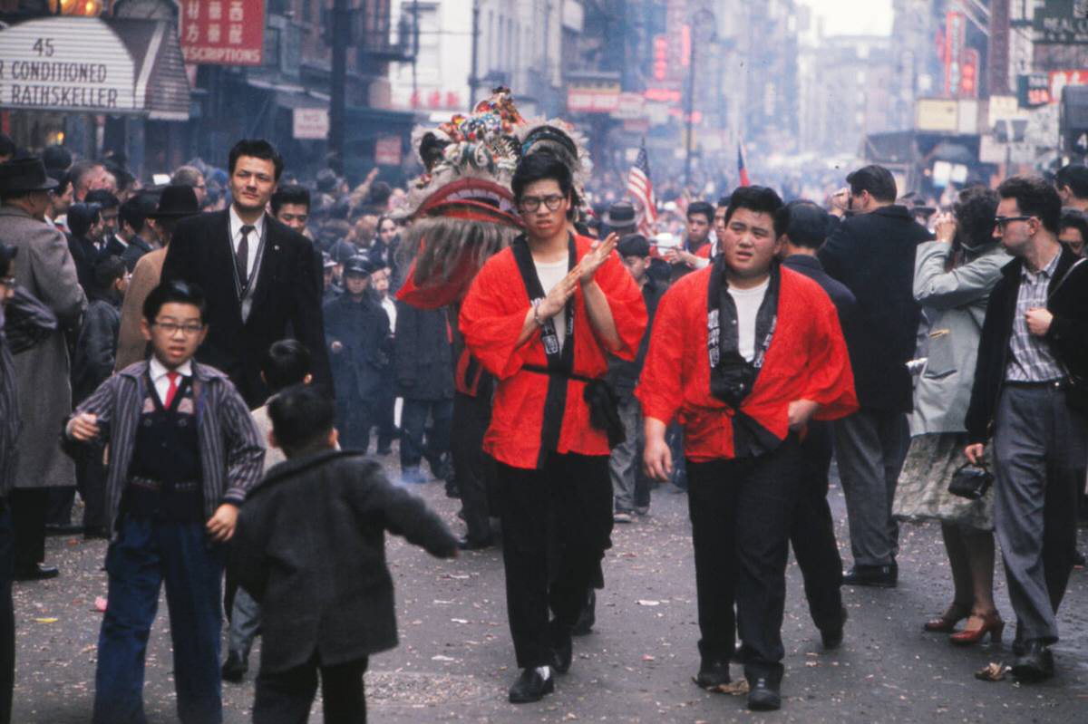 Chinese New Year Celebration In Chinatown, New York, 1963.