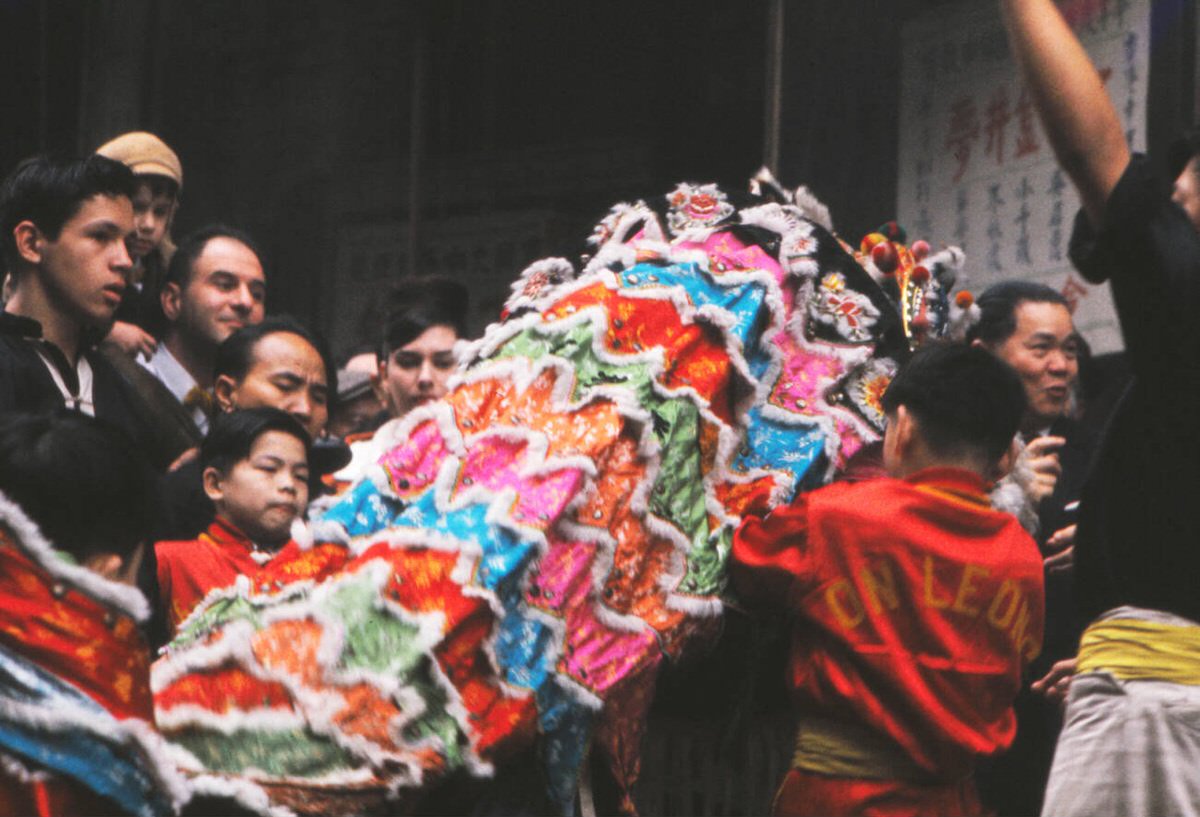 Chinese New Year Celebration In Chinatown, New York, 1963.