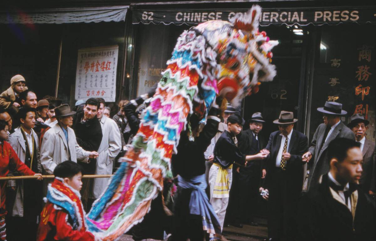 Chinese New Year Celebration In Chinatown, New York, 1963.