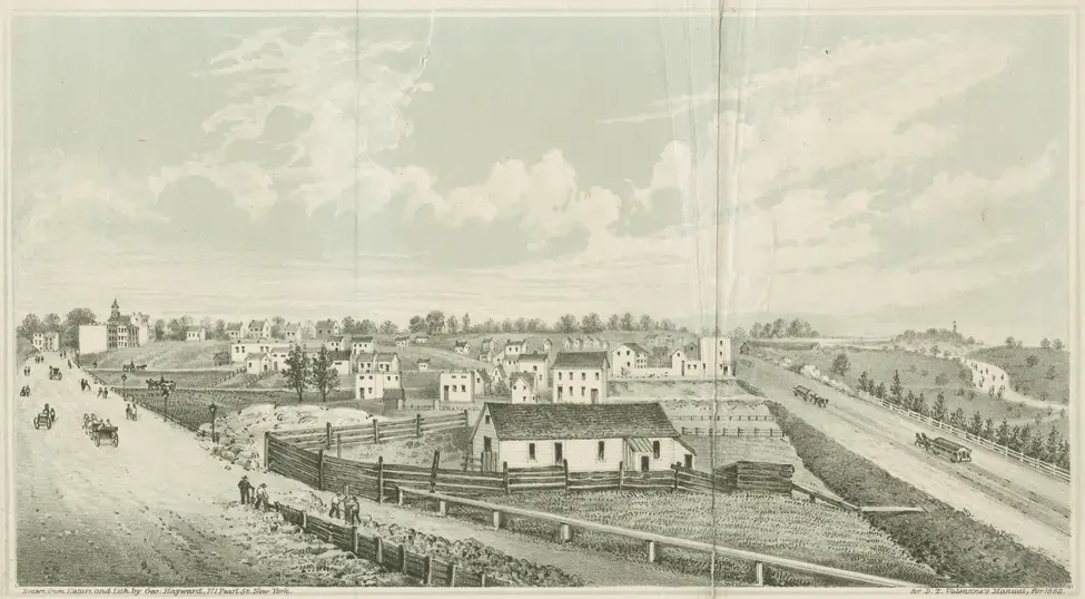 The Junction Of Broadway And Eighth Avenues In 1861. Lithograph By George Hayward For D.t. Valentine'S Manual, 1862.