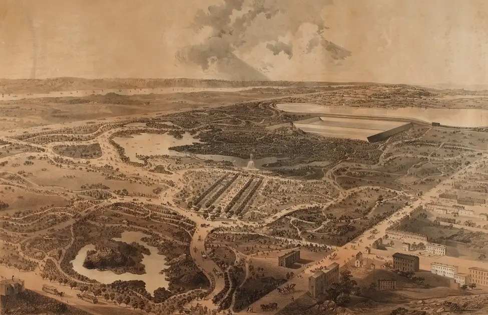Pierre Martel, Central Park, 1864. Lithograph Published By H. Geissler.