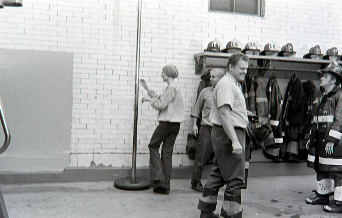 Members Of Engine No. 18 Posing With A Model In Bonnie Cashin'S Spring 1973 Collection, New York.