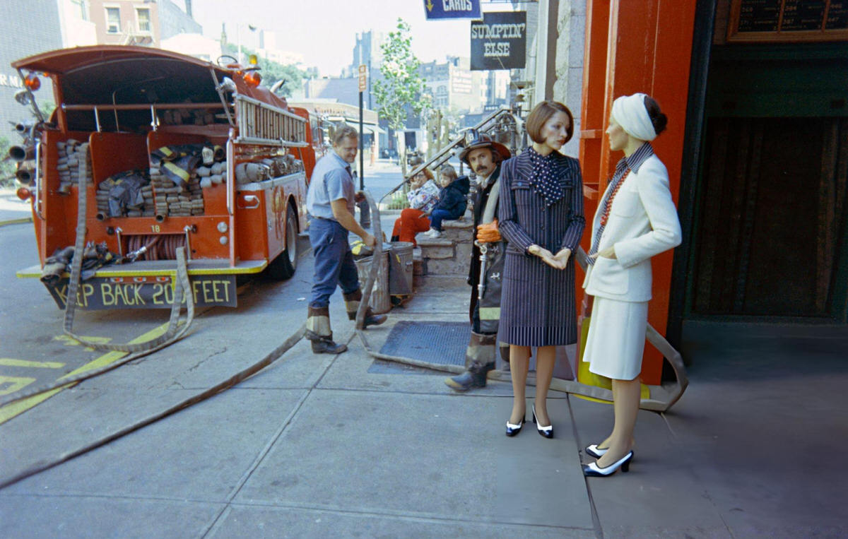Designer John Anthony And Models With Members Of Engine No. 18, New York, 1973.
