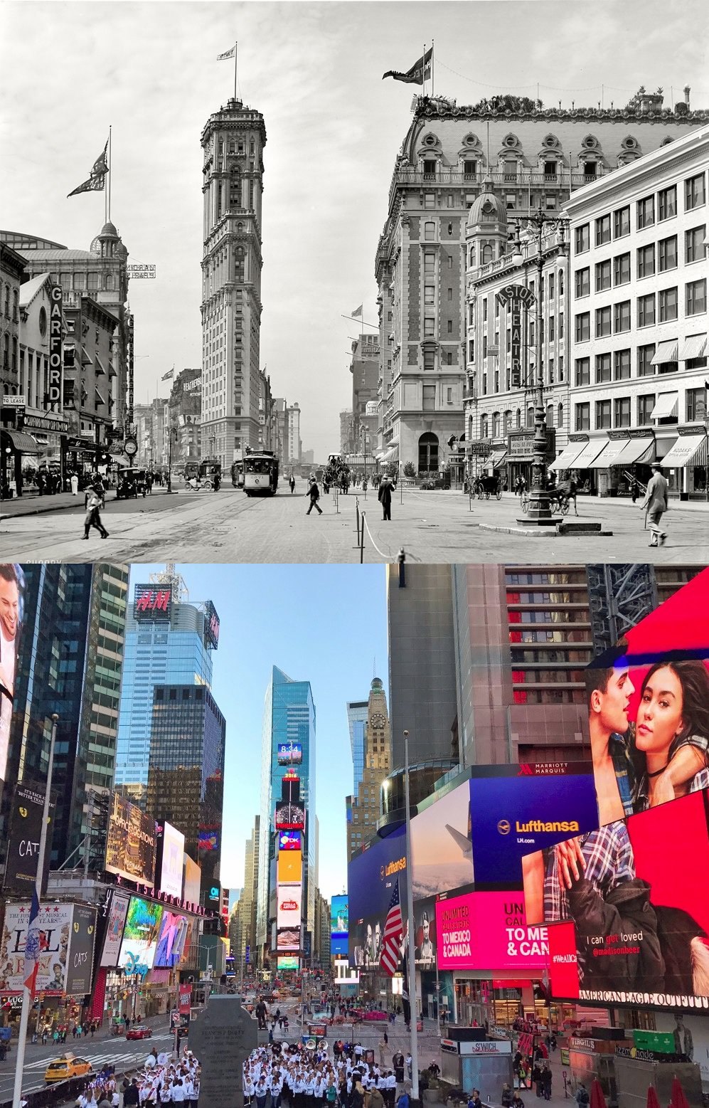 Times Square. 1900 Vs 2016