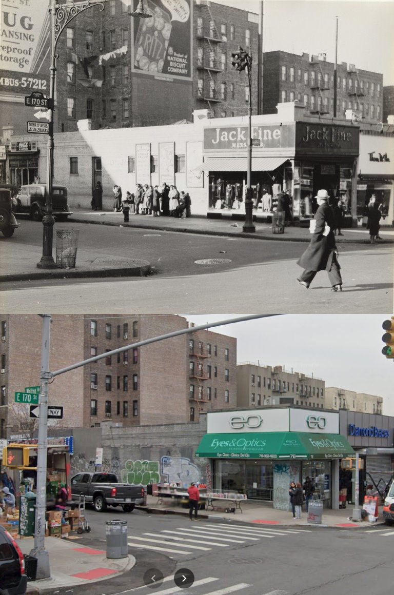 East 170Th Street And Walton Avenue In The Bronx (1937 Vs. 2021)