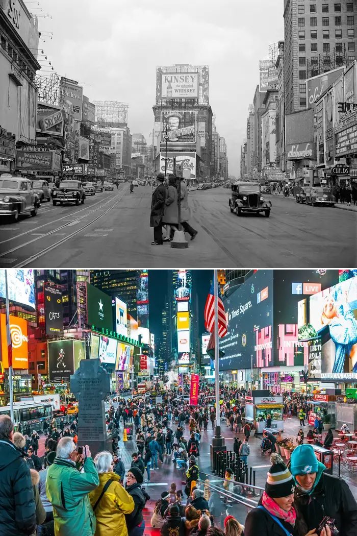 Times Square. 1946 Vs 2020