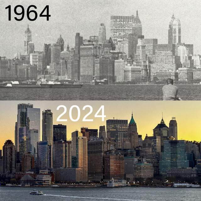 Sailing Into New York Harbor. 1964 Vs 2024