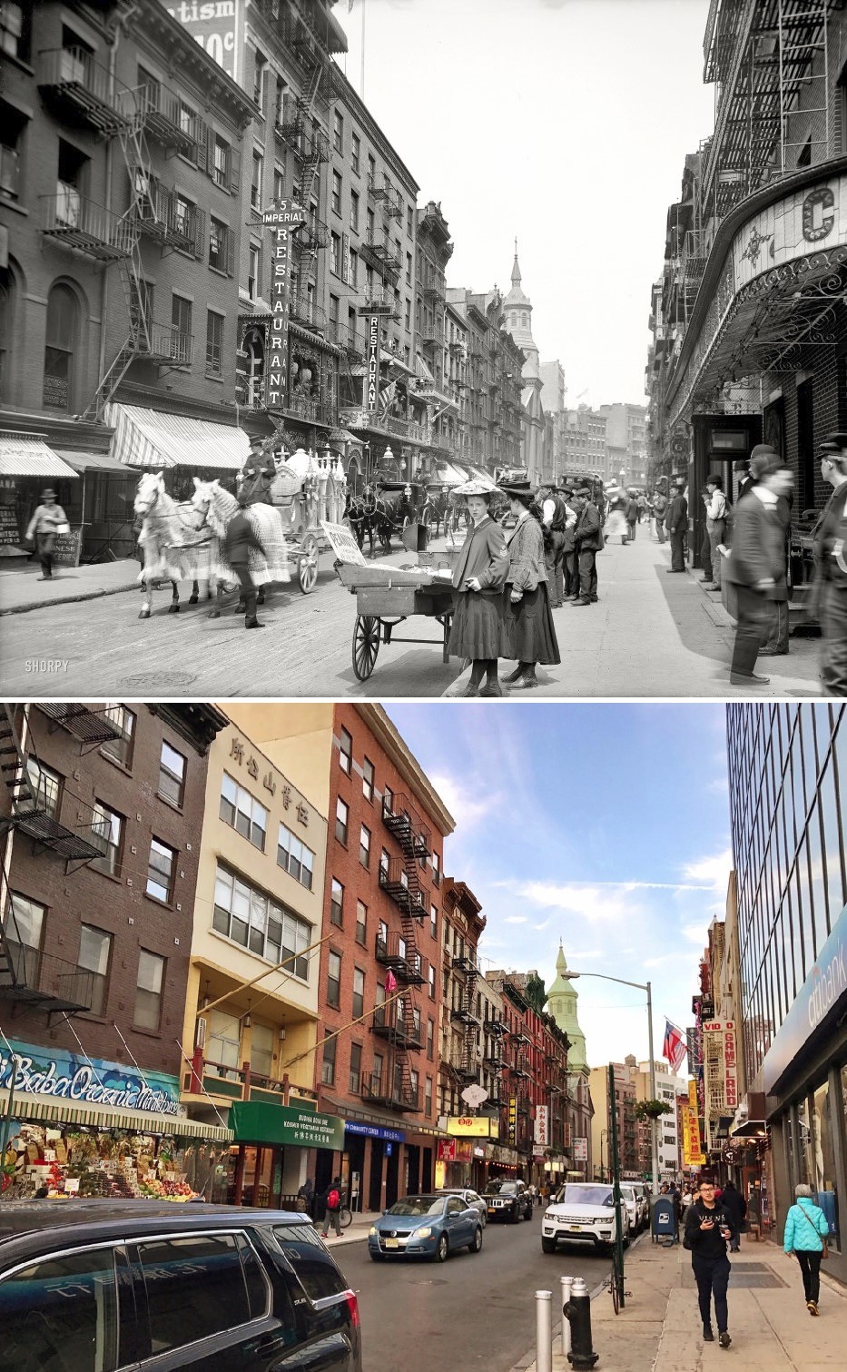 Mott Street In 1905 Vs 2020