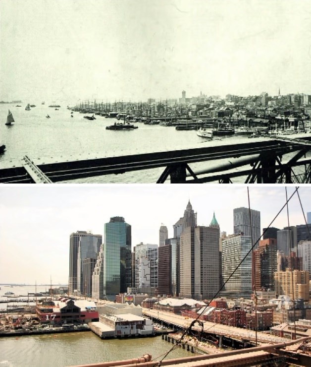 Skyline Of Lower Manhattan From The Brooklyn Bridge, 1886–2014.
