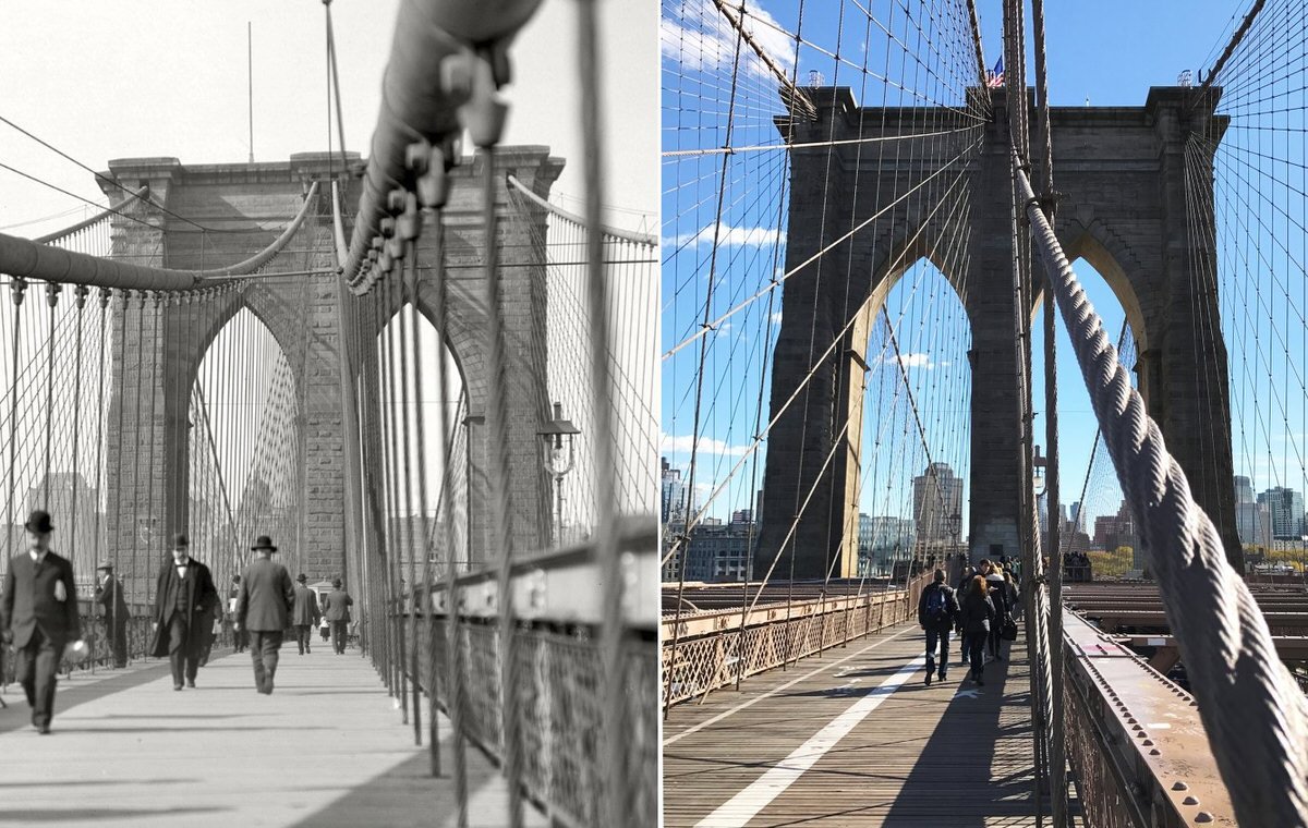 Brooklyn Bridge, 1900S Vs 2020