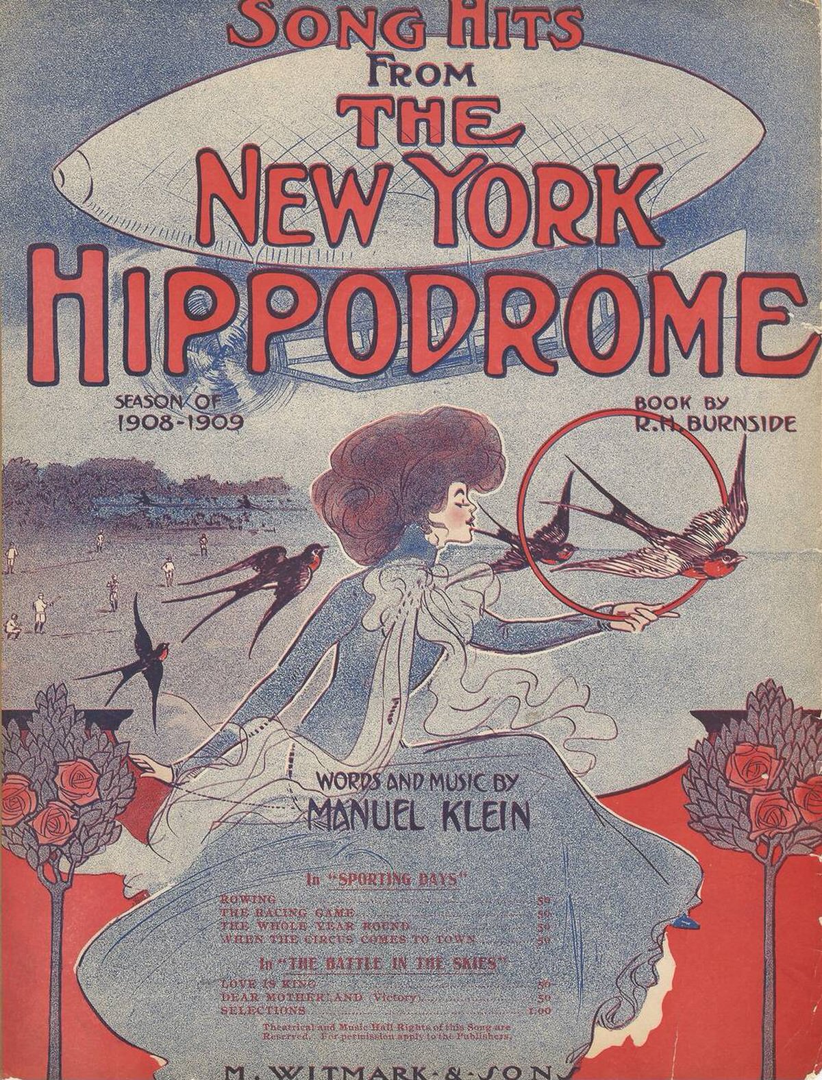 Sheet Music Cover For The Hippodrome Musicals Sporting Days And The Battle In The Skies, 1908.