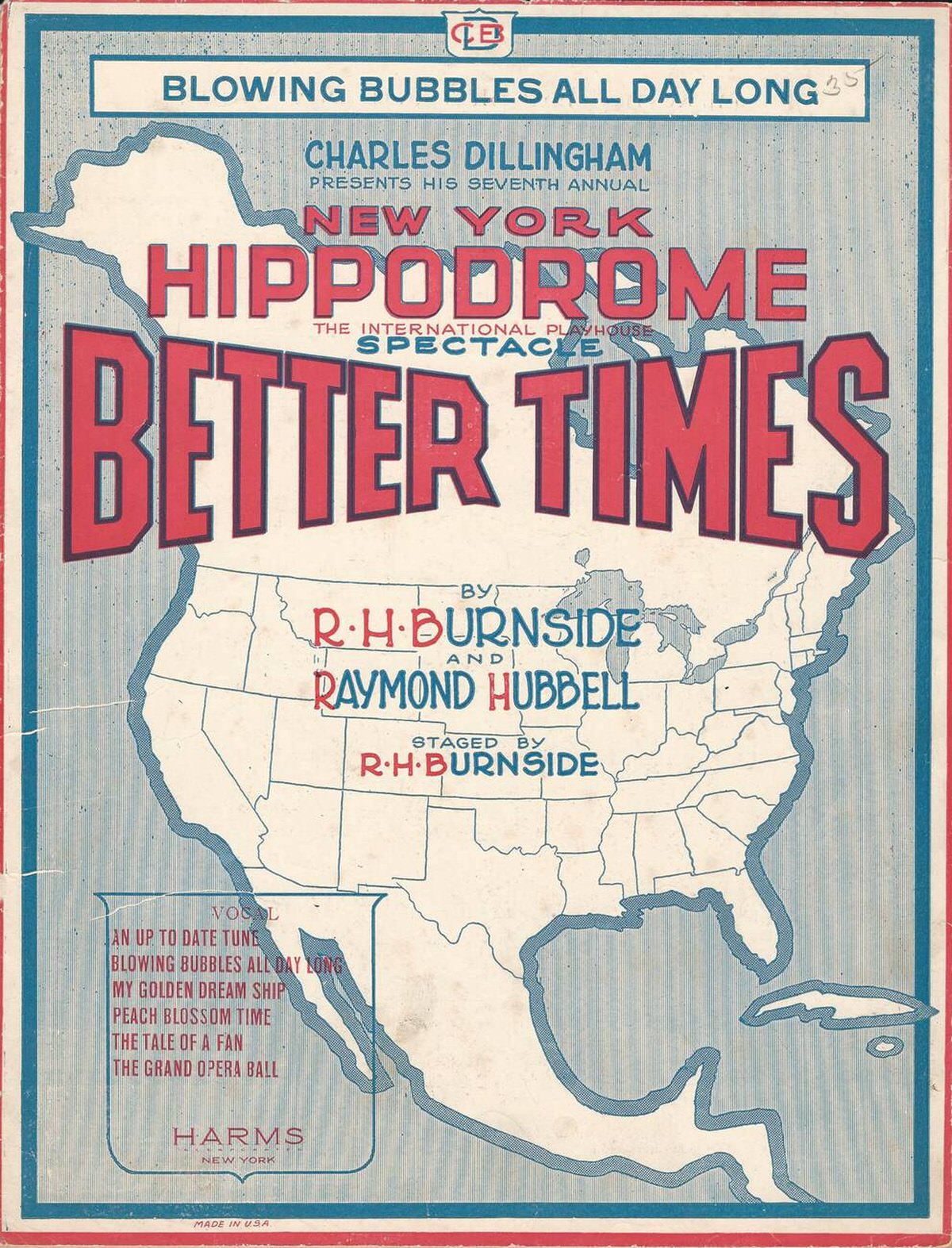 Sheet Music Cover For The Hippodrome Musical Better Times, 1922.