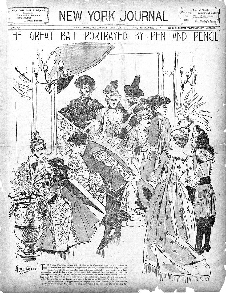 The Front Page Of The New York Journal Depicting The Bradley-Martin Ball Held At The Waldorf-Astoria, February 10, 1897.